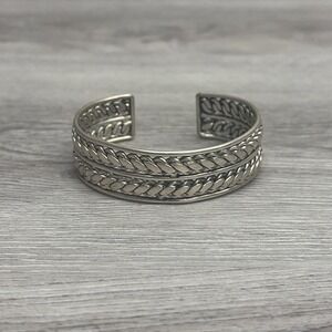 Vintage 925 Sterling Silver 47g Wide Link Cuff Bracelet Heavy Statement Piece
